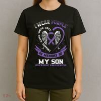 Purple In Memory Of My Son Drug Overdose Awareness Ribbon T-Shirt thumb 4