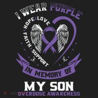 Purple In Memory Of My Son Drug Overdose Awareness Ribbon Beanie thumb 2