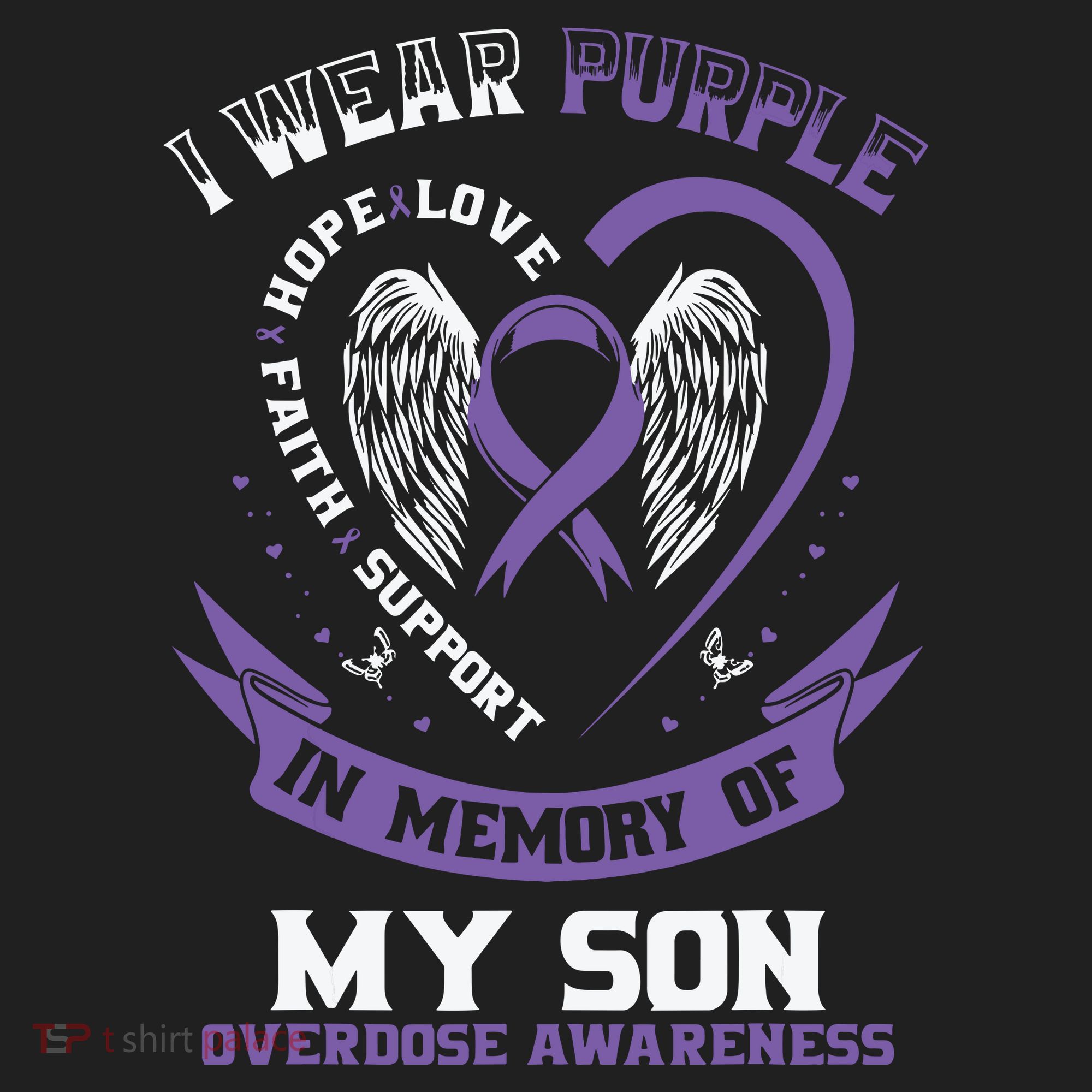 Purple In Memory Of My Son Drug Overdose Awareness Ribbon Beanie