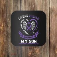 Purple In Memory Of My Son Drug Overdose Awareness Ribbon Coaster thumb 0