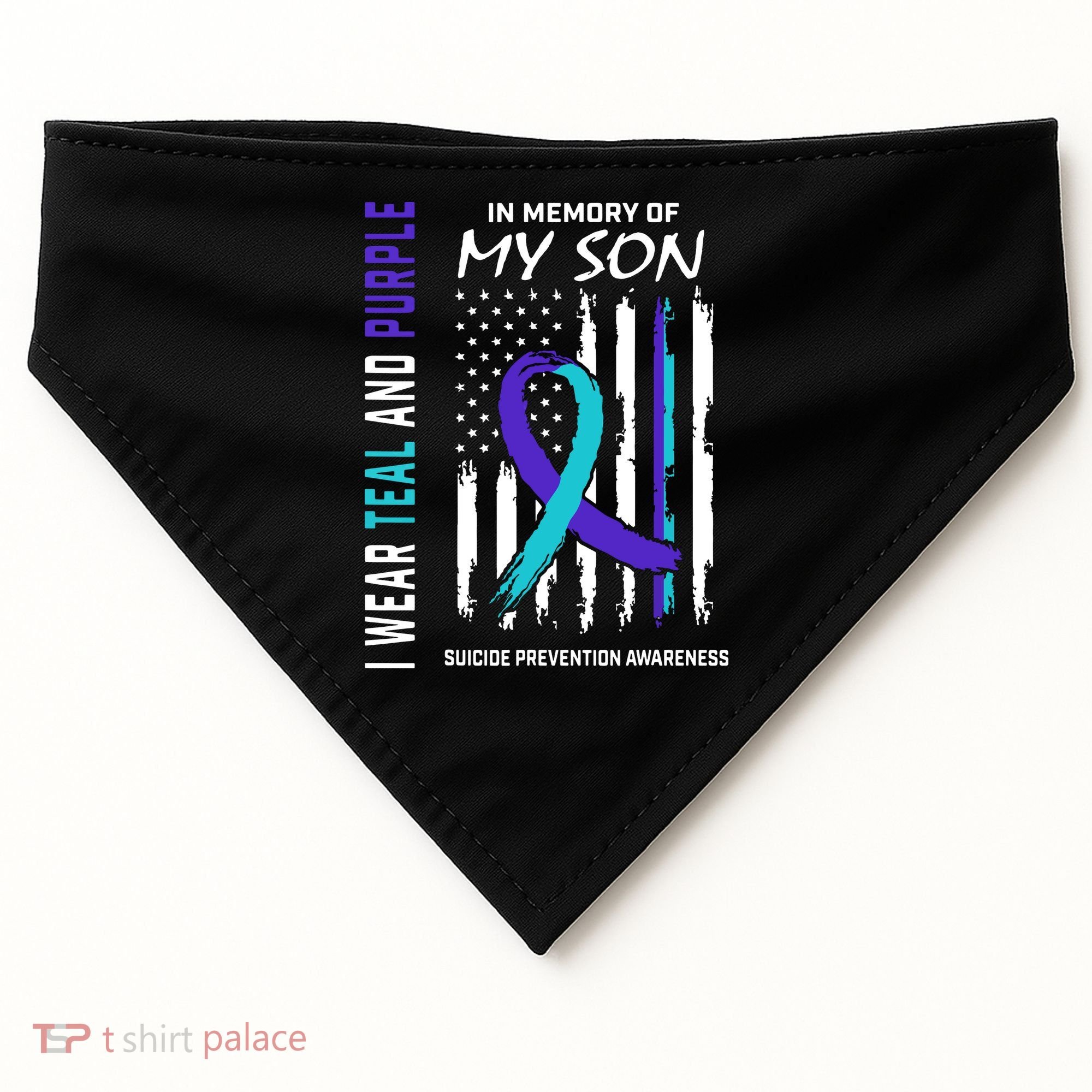 Parents In Memory Of Son Suicide Awareness Prevention Flag USA-Made Doggie Bandana