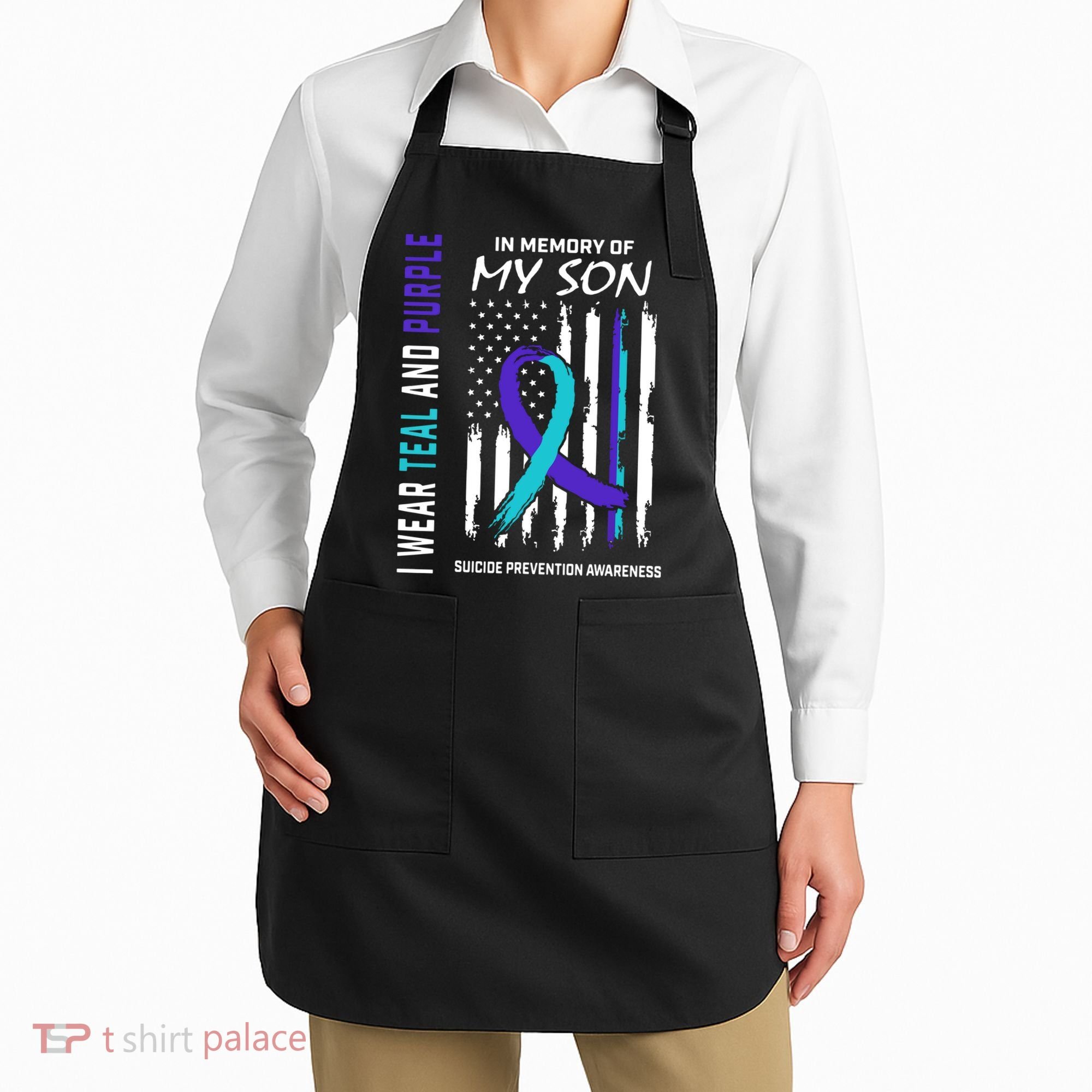 Parents In Memory Of Son Suicide Awareness Prevention Flag Apron