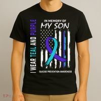Parents In Memory Of Son Suicide Awareness Prevention Flag T-Shirt thumb 3