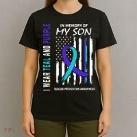 Parents In Memory Of Son Suicide Awareness Prevention Flag T-Shirt thumb 4