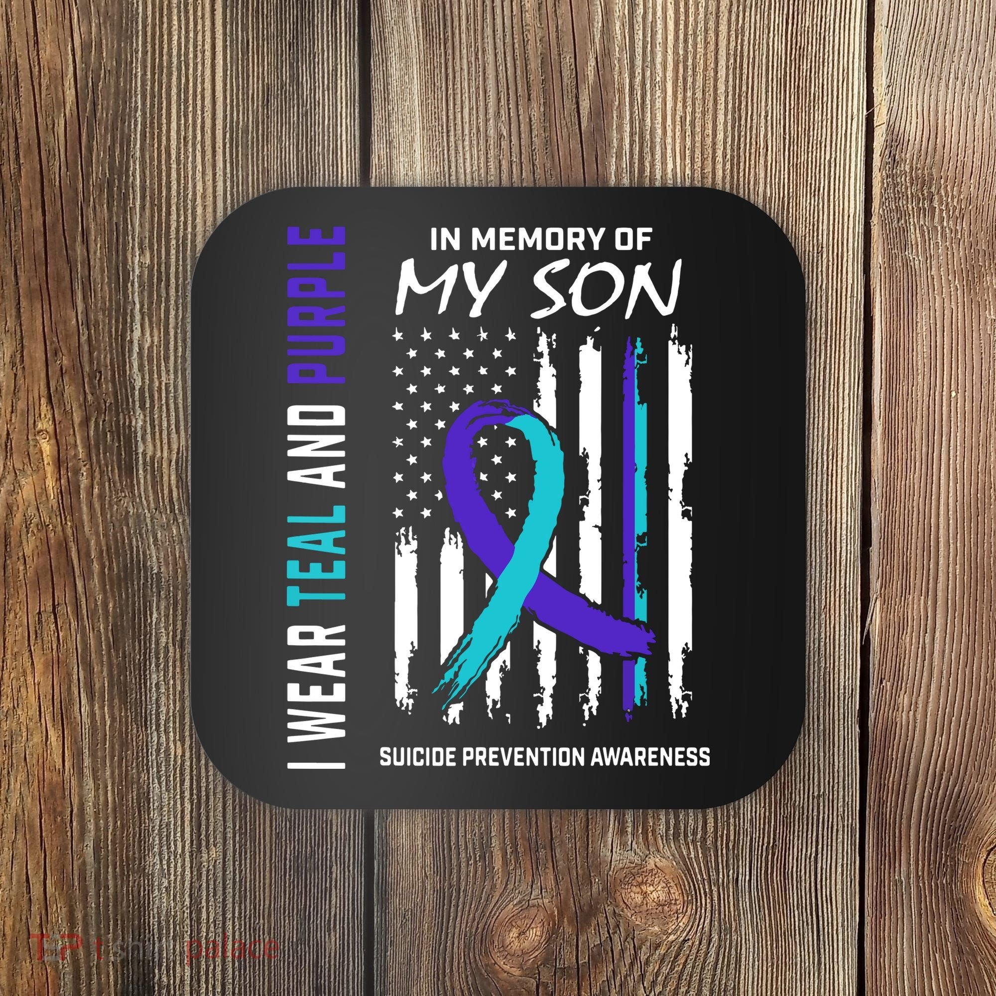 Parents In Memory Of Son Suicide Awareness Prevention Flag Coaster
