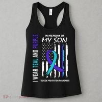 Parents In Memory Of Son Suicide Awareness Prevention Flag Women's Tank Top thumb 3