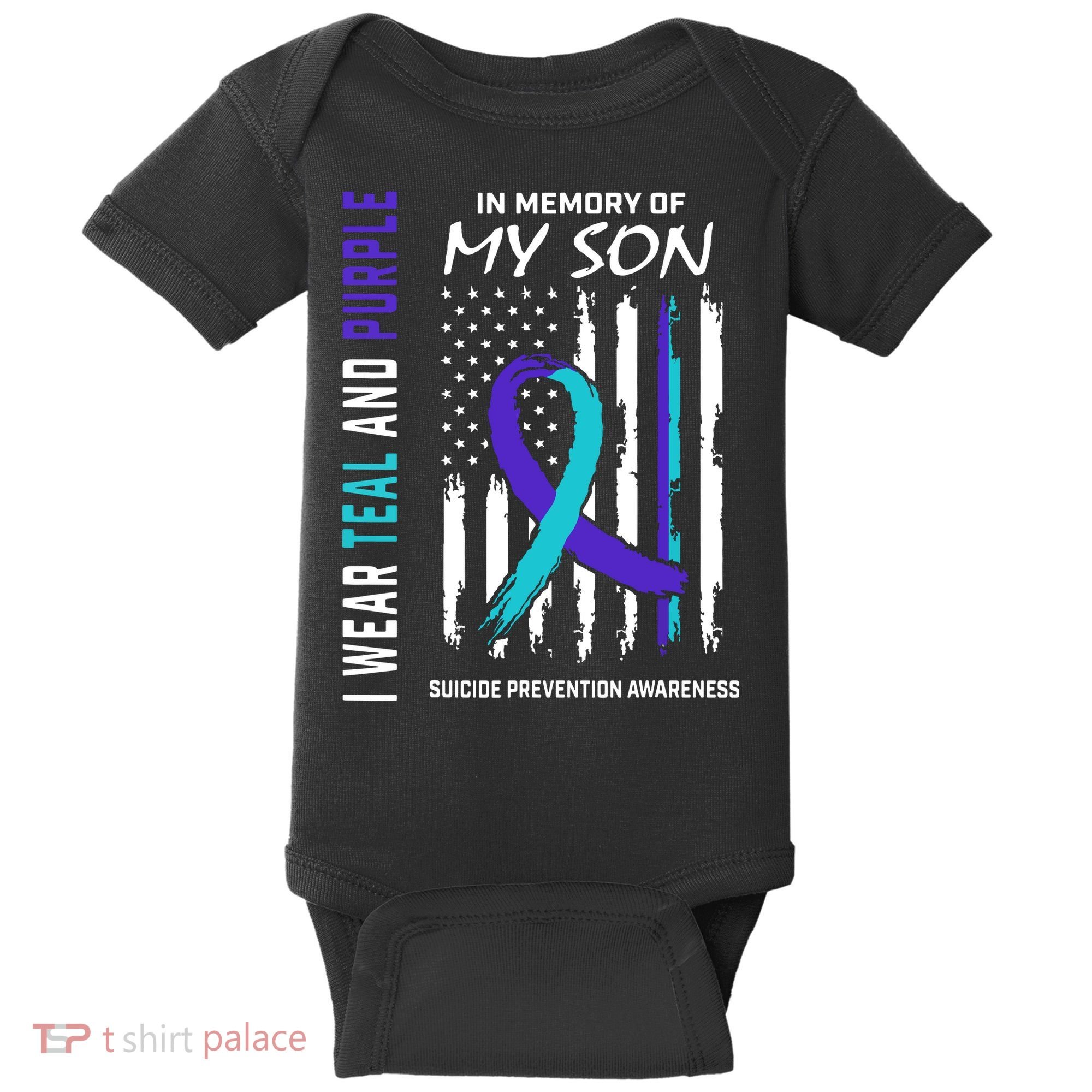 Parents In Memory Of Son Suicide Awareness Prevention Flag Baby Bodysuit
