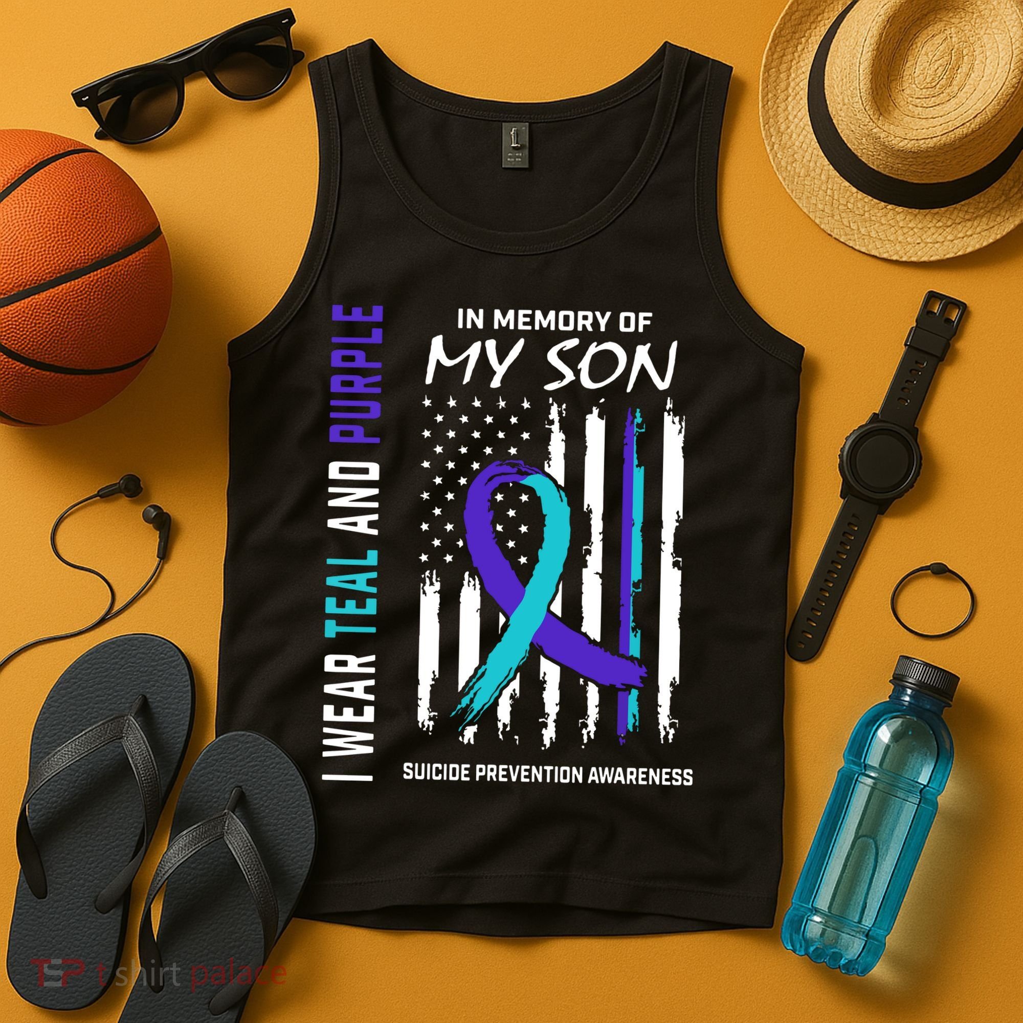 Parents In Memory Of Son Suicide Awareness Prevention Flag Tank Top