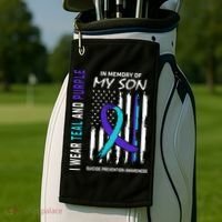 Parents In Memory Of Son Suicide Awareness Prevention Flag Golf Towel thumb 2