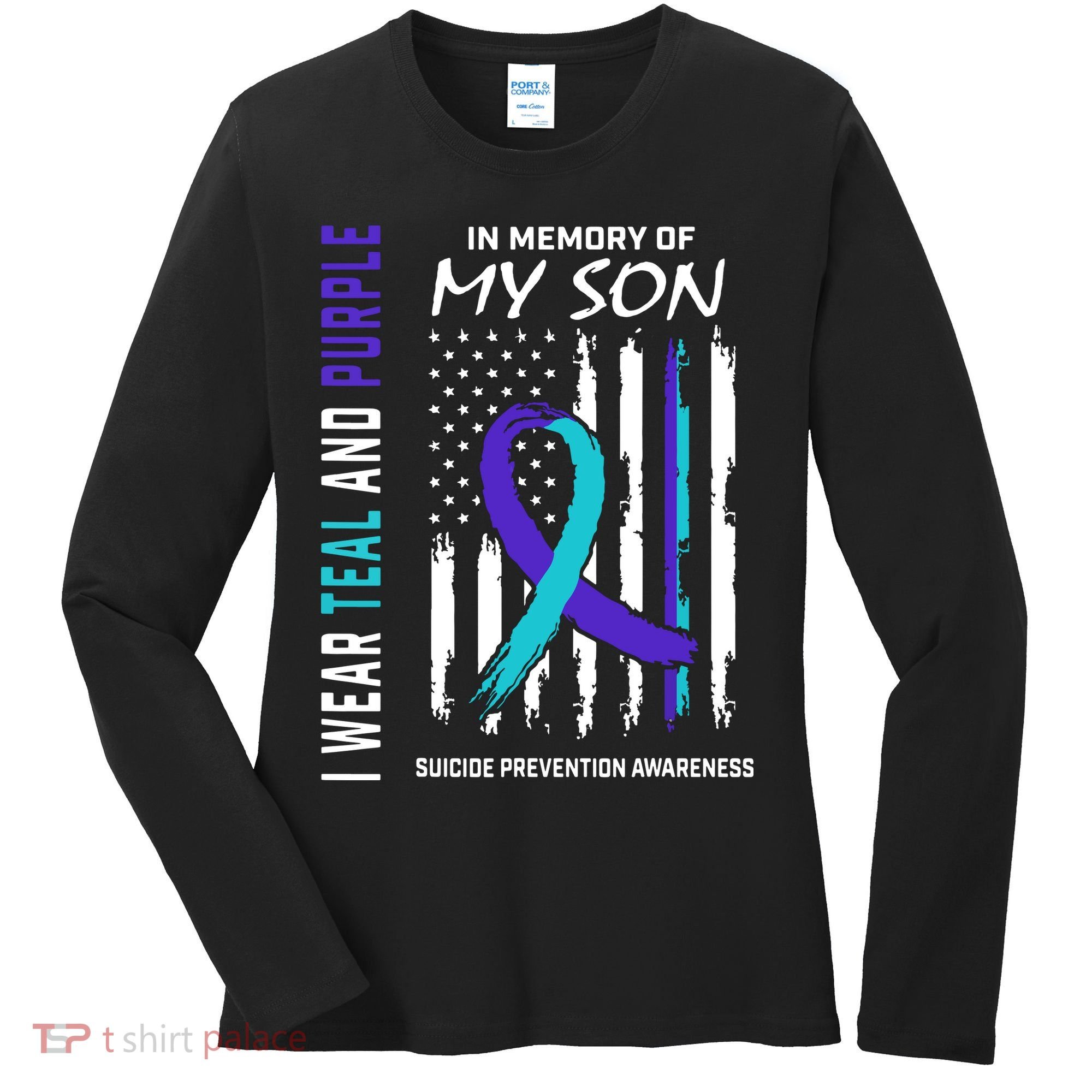 Parents In Memory Of Son Suicide Awareness Prevention Flag Women's Long Sleeve Shirt