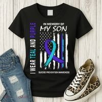 Parents In Memory Of Son Suicide Awareness Prevention Flag Women's T-Shirt thumb 3
