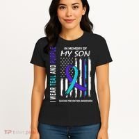 Parents In Memory Of Son Suicide Awareness Prevention Flag Women's T-Shirt thumb 4