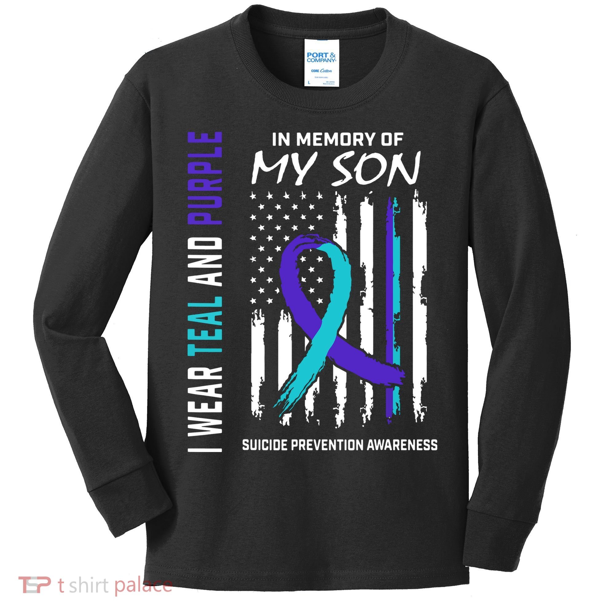 Parents In Memory Of Son Suicide Awareness Prevention Flag Kids Long Sleeve Shirt