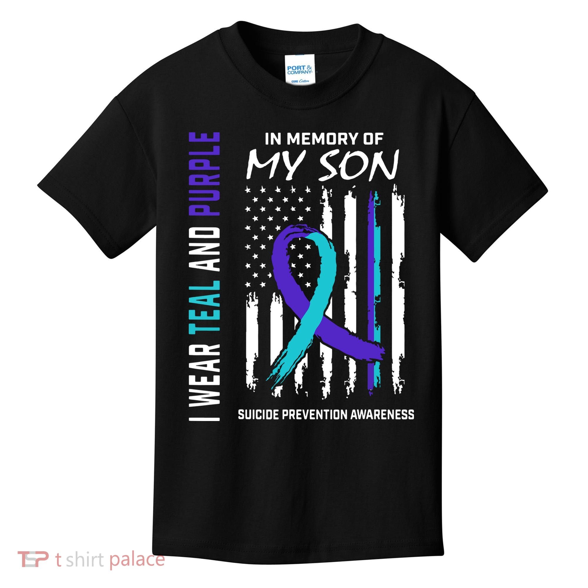 Parents In Memory Of Son Suicide Awareness Prevention Flag Kids T-Shirt