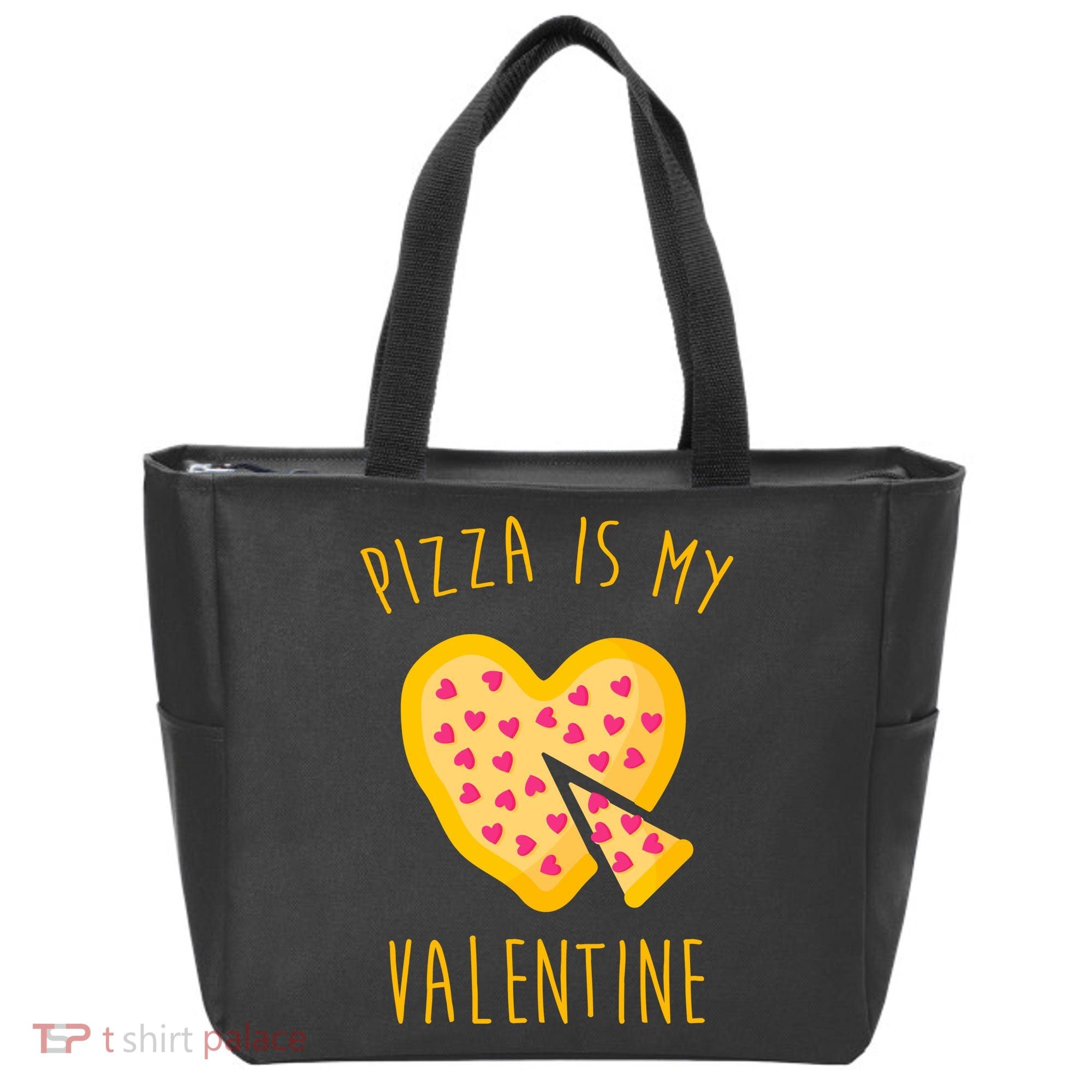 Pizza Is My Valentine Cute Heart Tote Bag