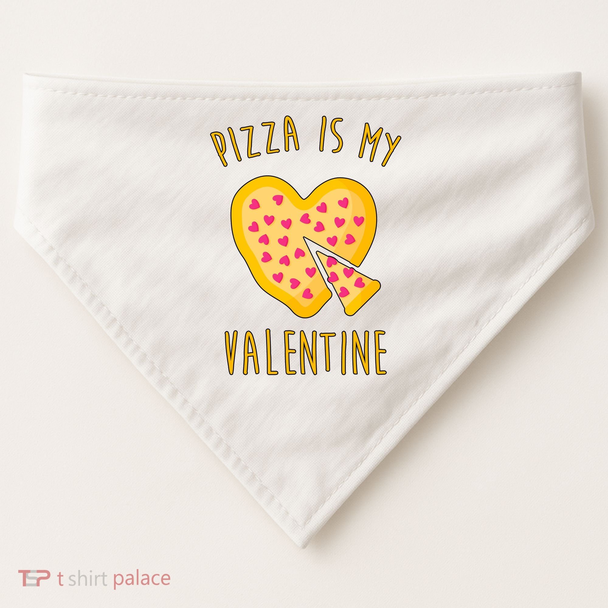 Pizza Is My Valentine Cute Heart USA-Made Doggie Bandana