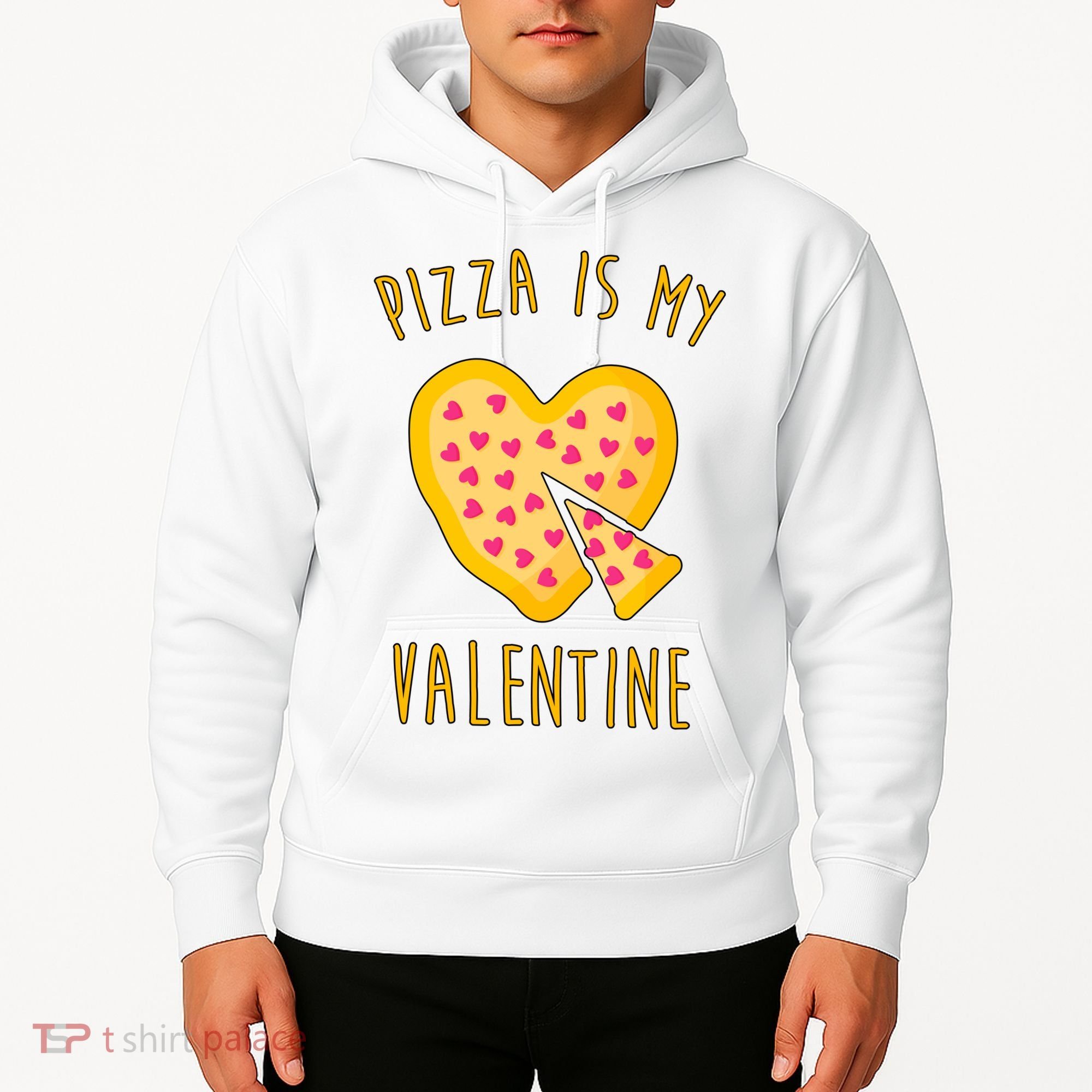 Pizza Is My Valentine Cute Heart Hoodie