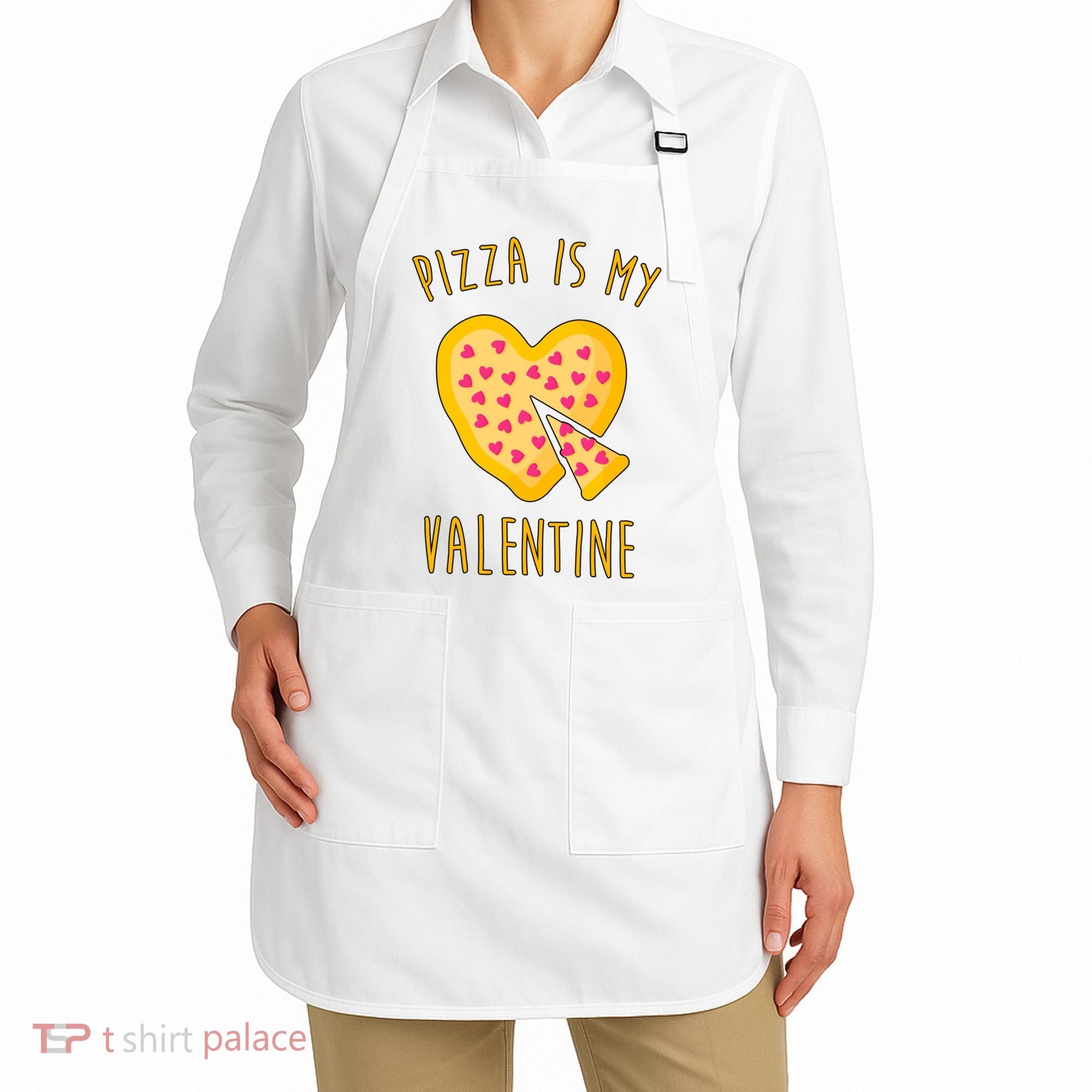 Pizza Is My Valentine Cute Heart Apron