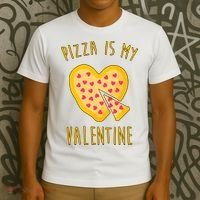 Pizza Is My Valentine Cute Heart T-Shirt thumb 3