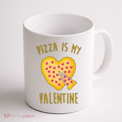 Pizza Is My Valentine Cute Heart Coffee Mug back