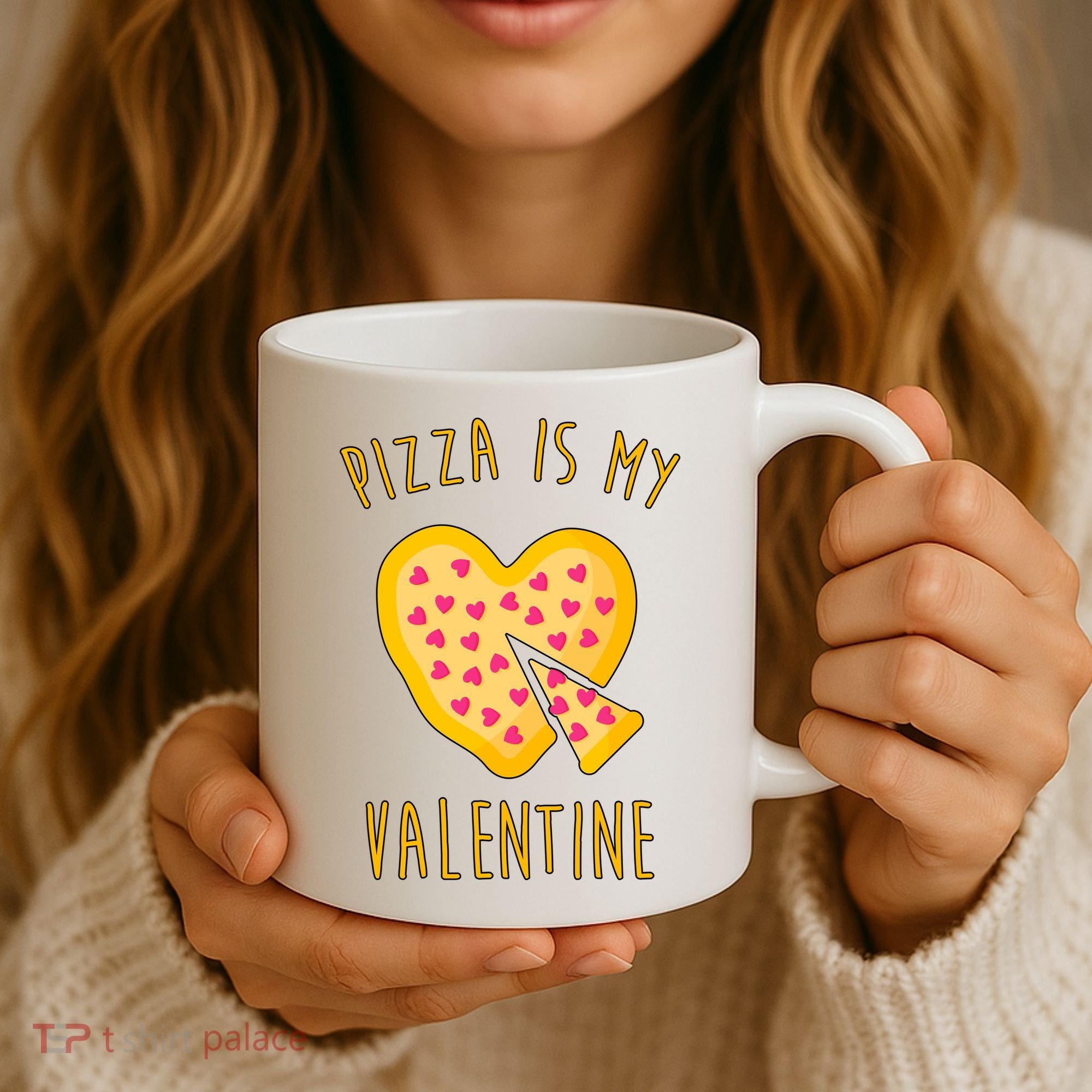 Pizza Is My Valentine Cute Heart Coffee Mug