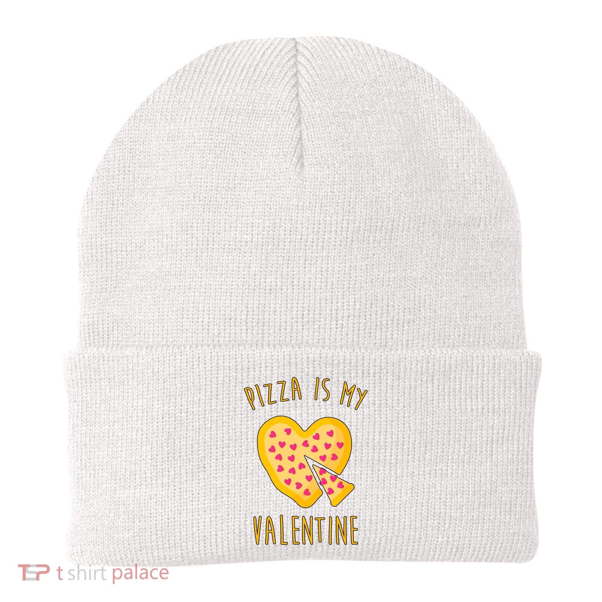 Pizza Is My Valentine Cute Heart Beanie