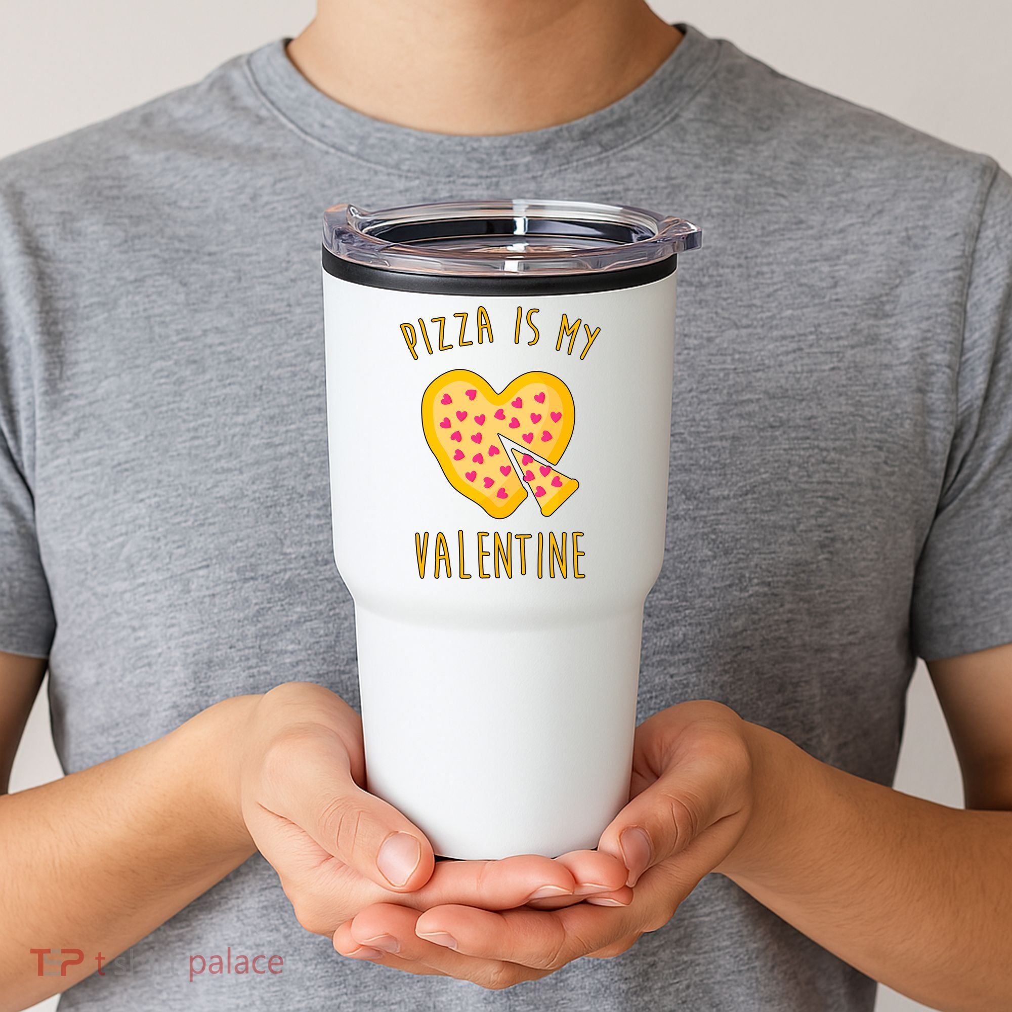 Pizza Is My Valentine Cute Heart Tumbler