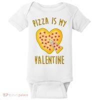 Pizza Is My Valentine Cute Heart Baby Bodysuit thumb 0