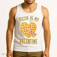 Pizza Is My Valentine Cute Heart Tank Top thumb 3
