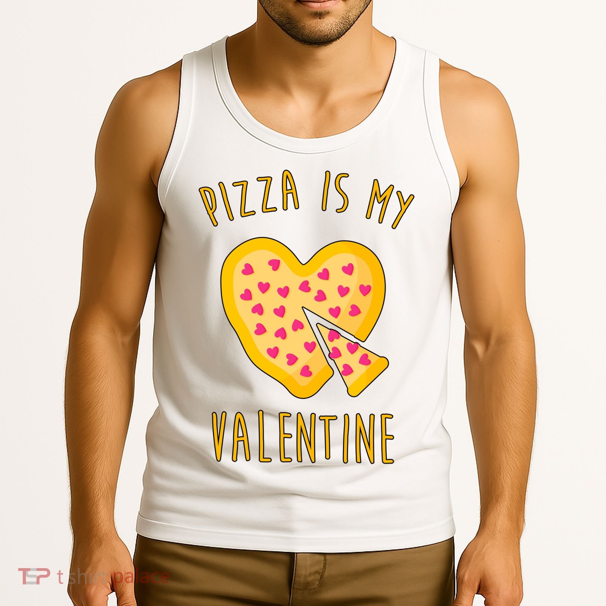 Pizza Is My Valentine Cute Heart Tank Top