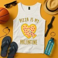 Pizza Is My Valentine Cute Heart Tank Top thumb 4