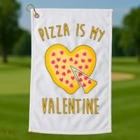 Pizza Is My Valentine Cute Heart Golf Towel thumb 1