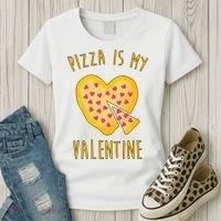 Pizza Is My Valentine Cute Heart Women's T-Shirt thumb 3