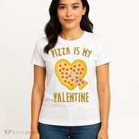 Pizza Is My Valentine Cute Heart Women's T-Shirt thumb 4
