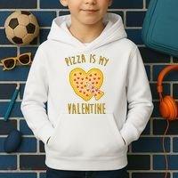 Pizza Is My Valentine Cute Heart Kids Hoodie thumb 2