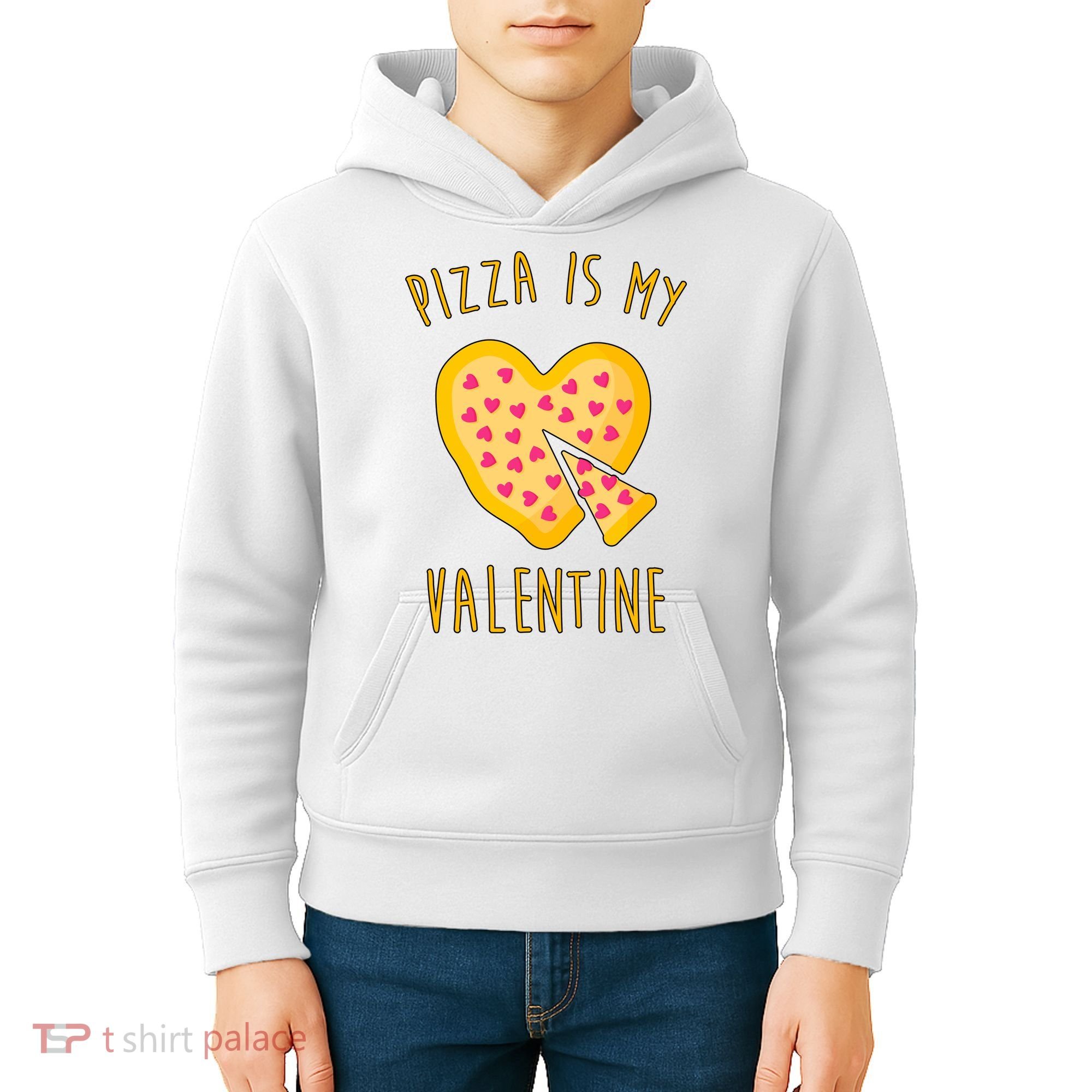 Pizza Is My Valentine Cute Heart Kids Hoodie