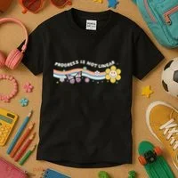 Progress Is Not Linear Retro Special Ed Teacher Kids T-Shirt thumb 3