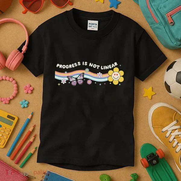 Progress Is Not Linear Retro Special Ed Teacher Kids T-Shirt
