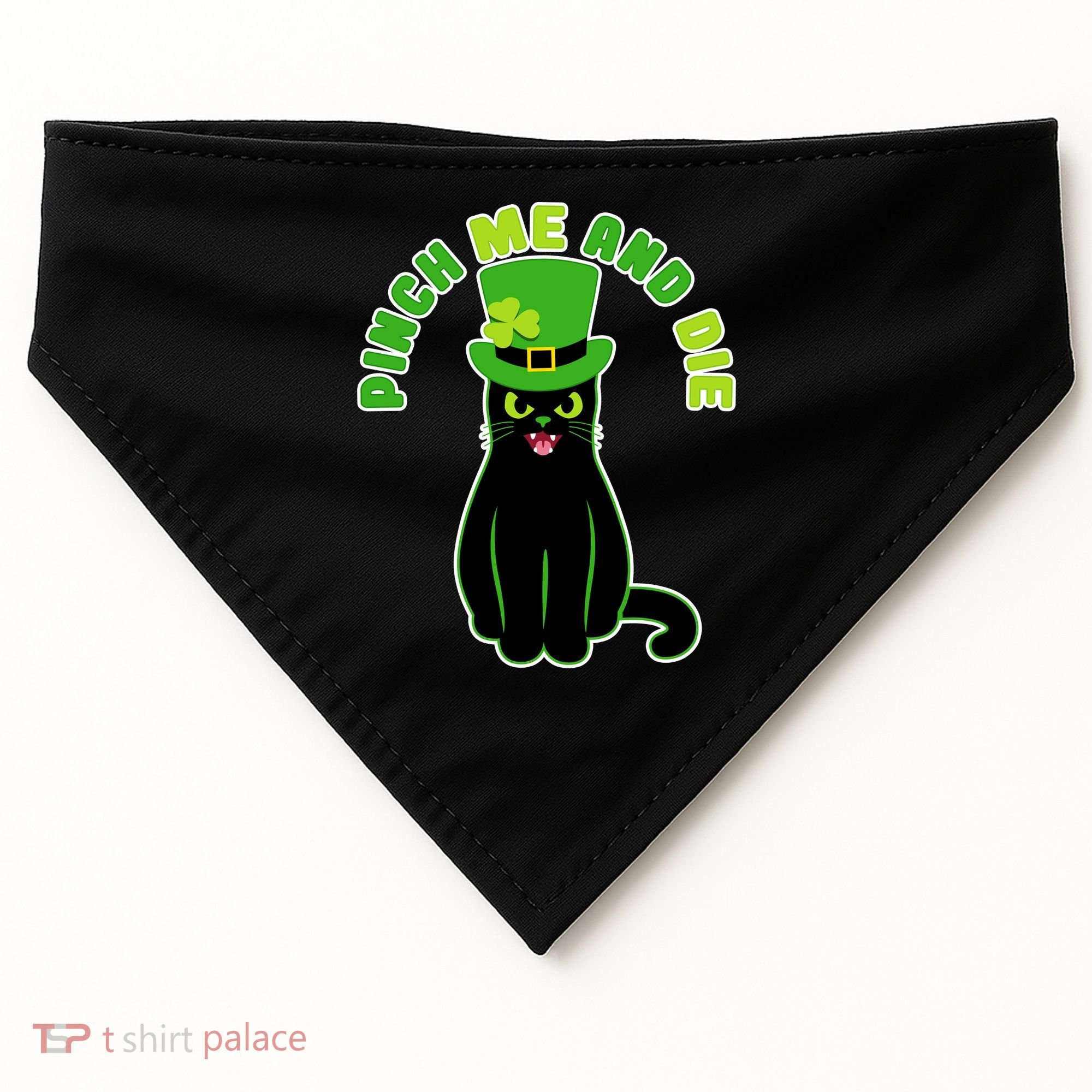 Pinch Me And Die St. Patrick's Day Cat USA-Made Doggie Bandana