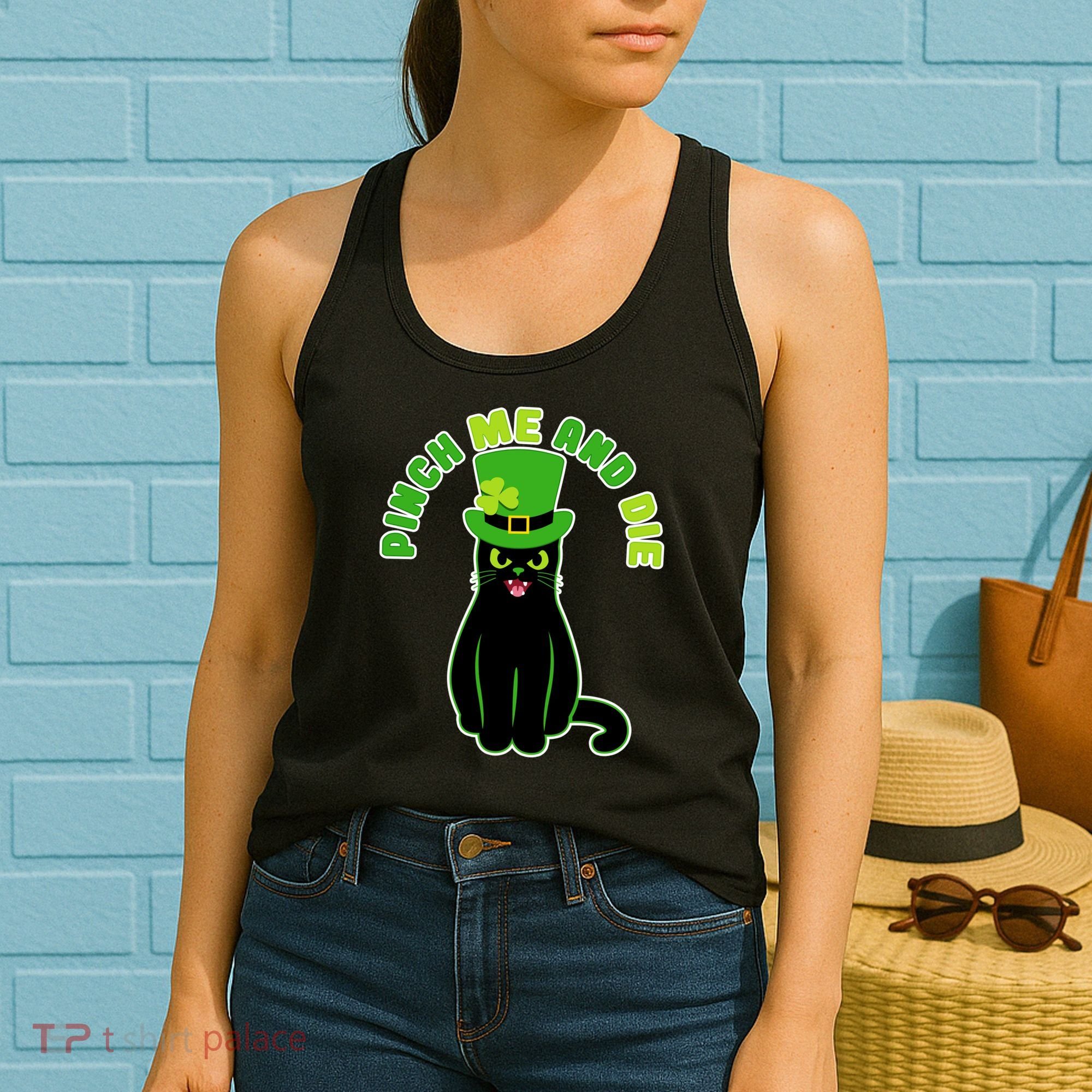 Pinch Me And Die St. Patrick's Day Cat Women's Tank Top