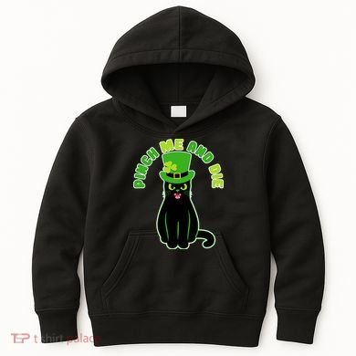 Pinch Me And Die St. Patrick's Day Cat Kids Hoodie