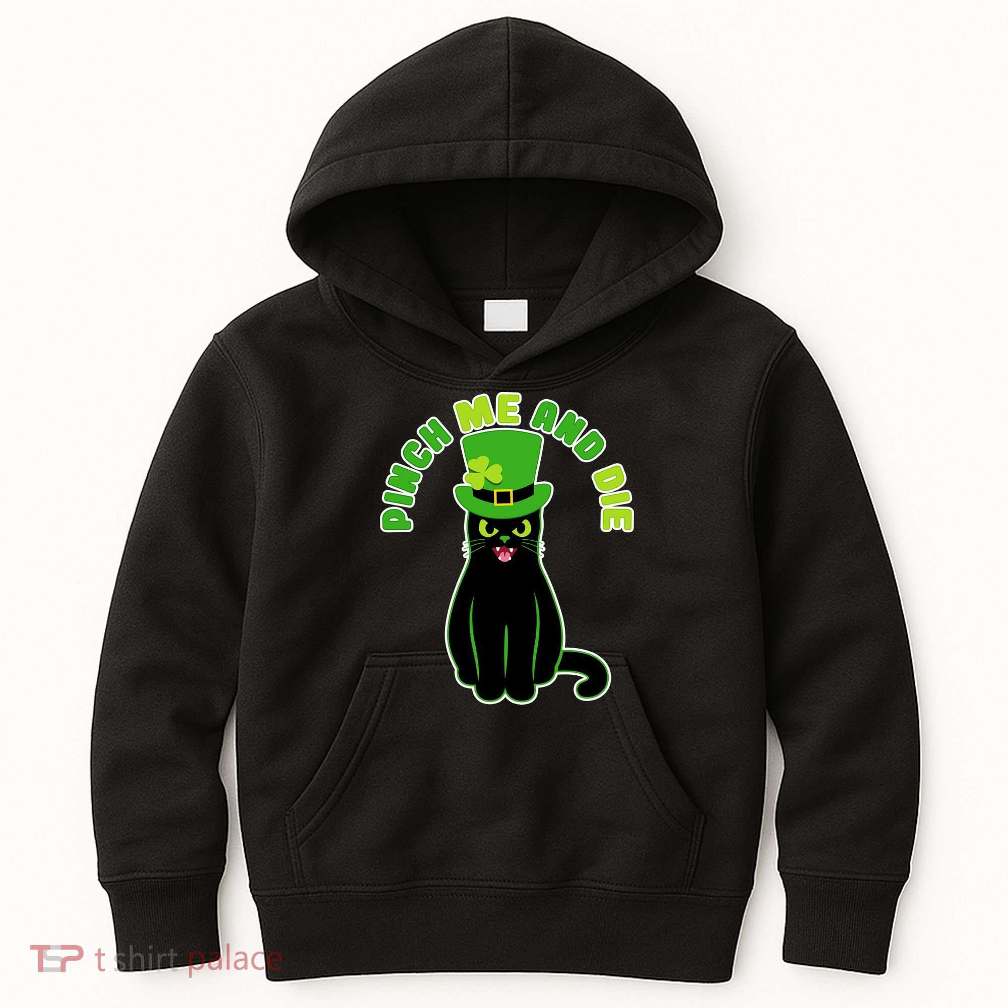 Pinch Me And Die St. Patrick's Day Cat Kids Hoodie