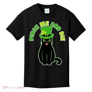 Pinch Me And Die St. Patrick's Day Cat Kids T-Shirt