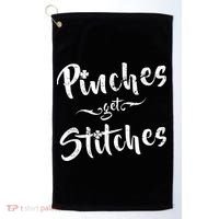 Pinches Get Stitches Funny St. Patrick's Day Golf Towel thumb 0