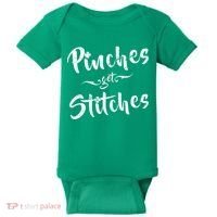 Pinches Get Stitches Funny St. Patrick's Day Baby Bodysuit thumb 0