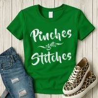 Pinches Get Stitches Funny St. Patrick's Day Women's T-Shirt thumb 3