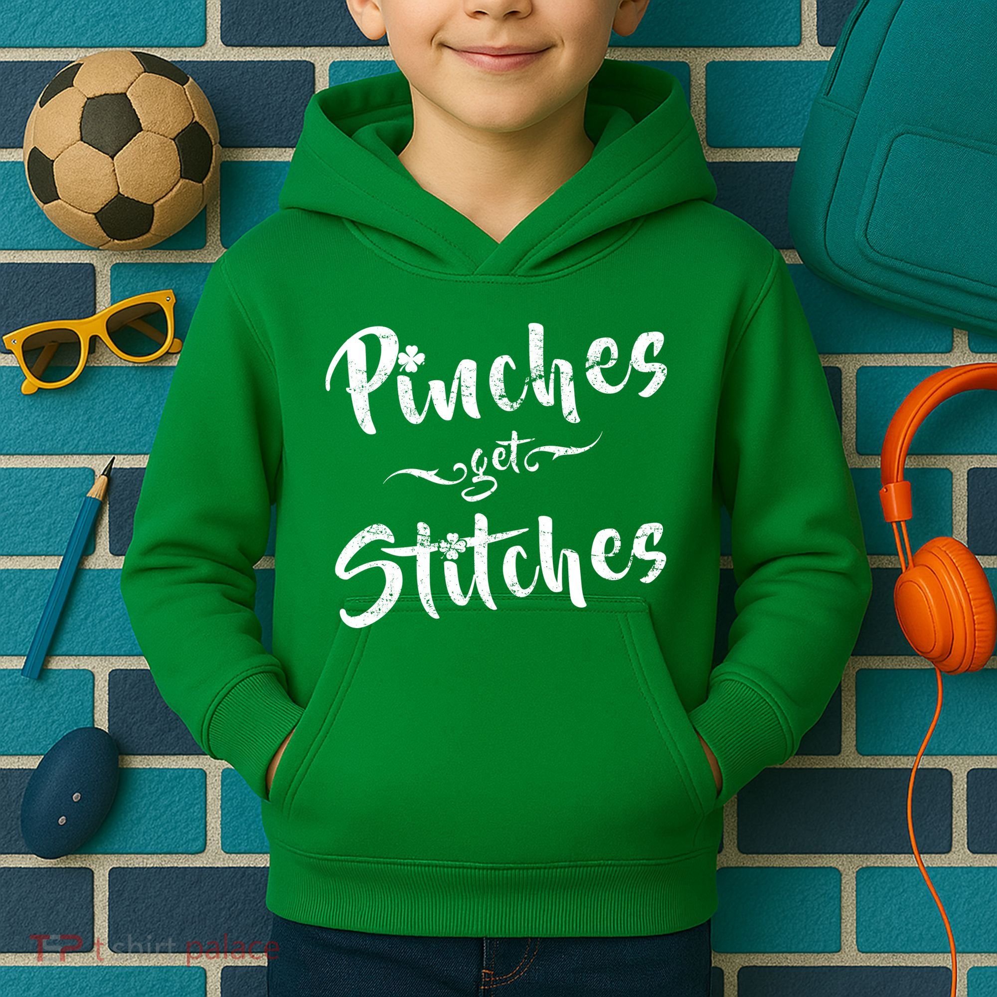 Pinches Get Stitches Funny St. Patrick's Day Kids Hoodie