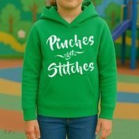 Pinches Get Stitches Funny St. Patrick's Day Kids Hoodie thumb 3
