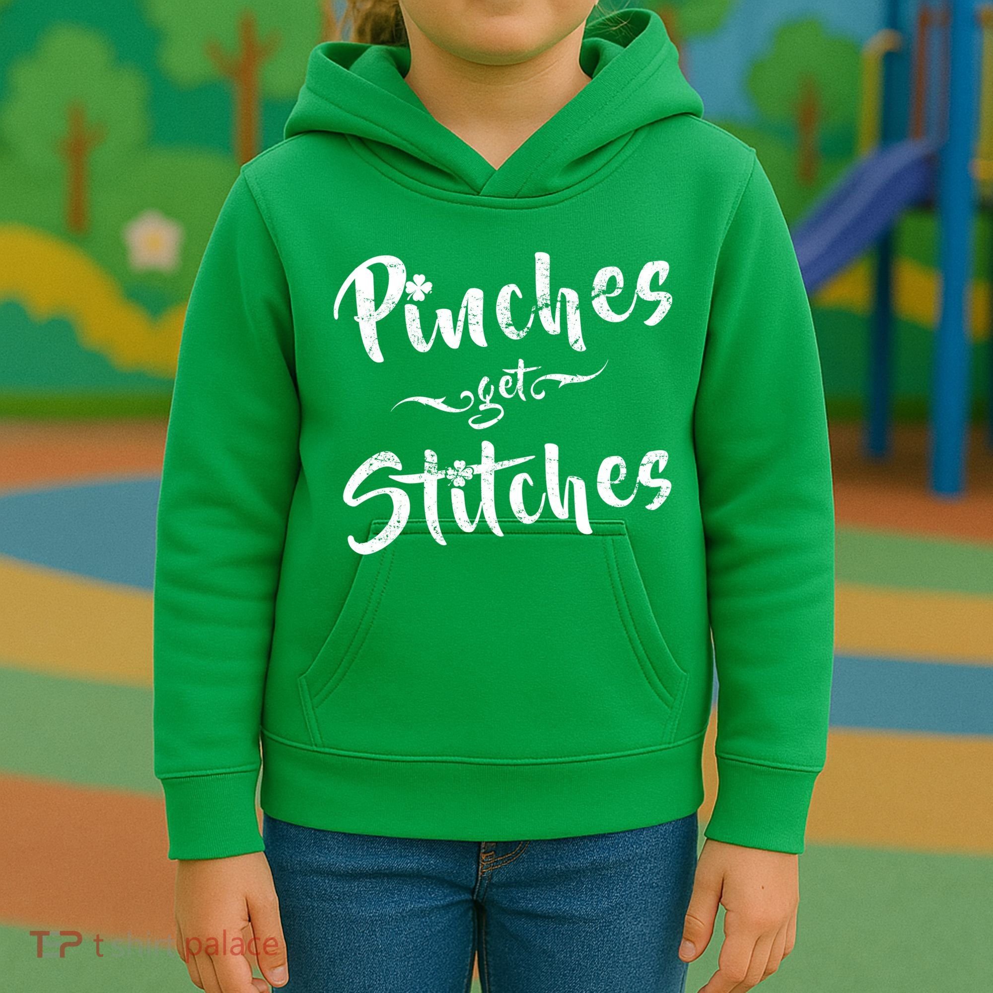 Pinches Get Stitches Funny St. Patrick's Day Kids Hoodie