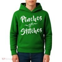 Pinches Get Stitches Funny St. Patrick's Day Kids Hoodie thumb 4